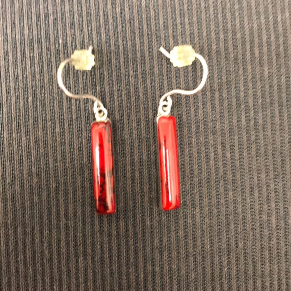 Sterling Silver and Jasper earrings (3/4” long)
